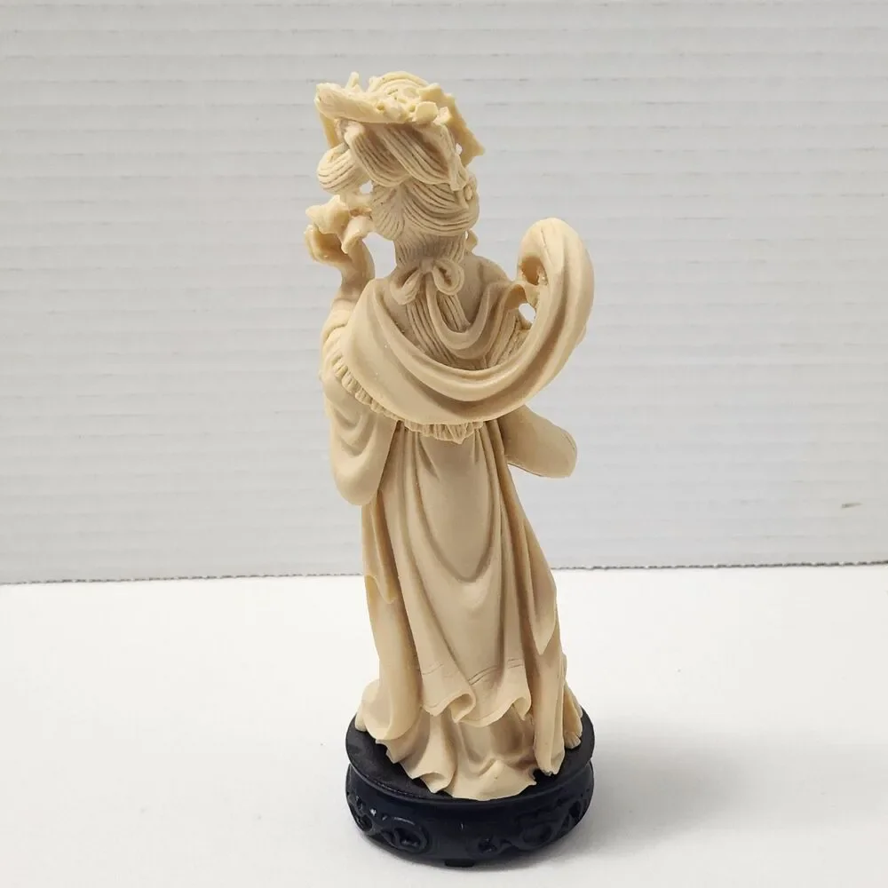 Set of 3 Chinese Resin Maiden Figurines Statues 7.5” Vintage